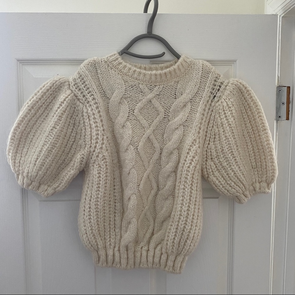 Brand New Zara Short Sleeve Cream Sweater